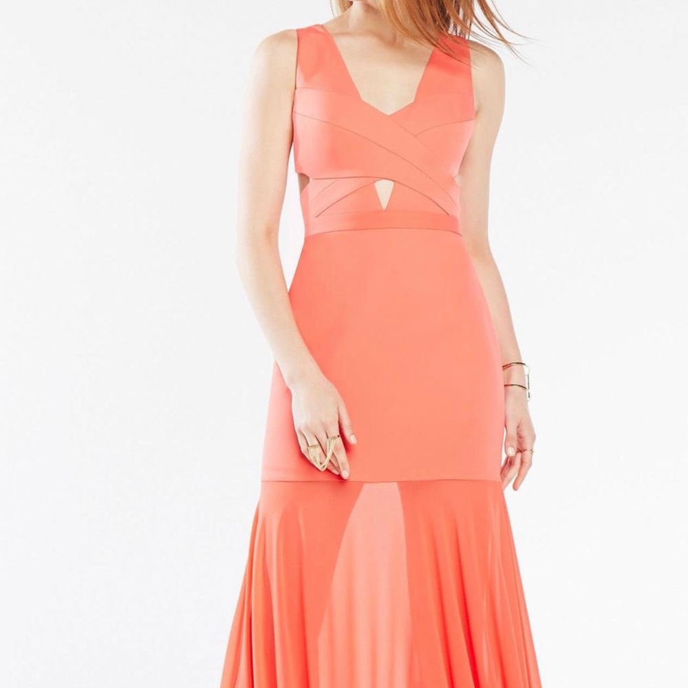 BCBG CORAL CUTOUT GOWN